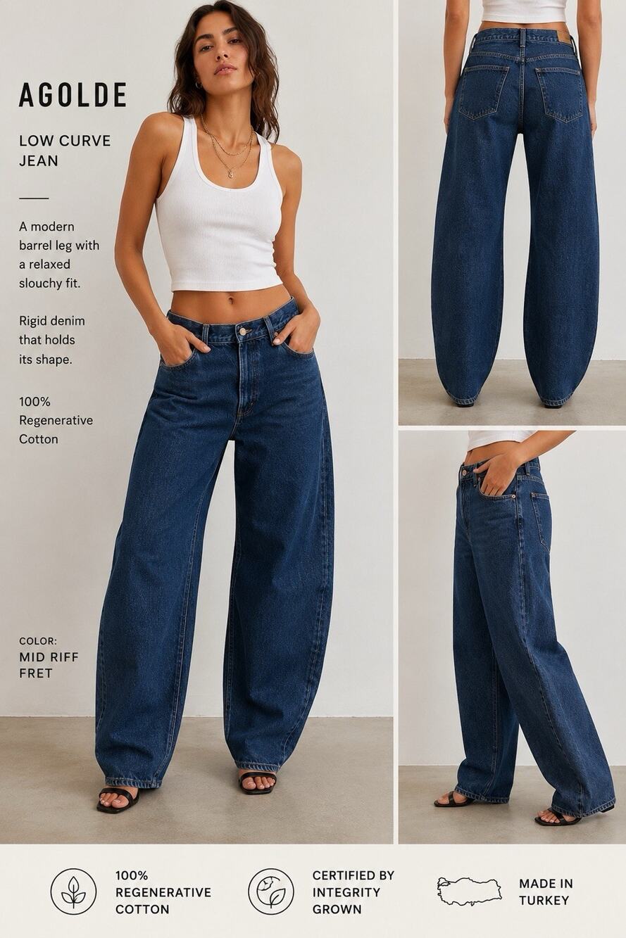 Agolde Low Curve Jeans Womens Size 29 Blue Pendulum Barrel Leg Slouchy Denim - Picture 1 of 14